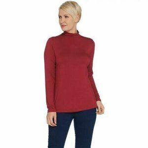 NWT BROOKE SHIELDS TIMELESS LONG SLEEVE CINCHED MOCK NECK‎ KNIT TOP BERRY XS